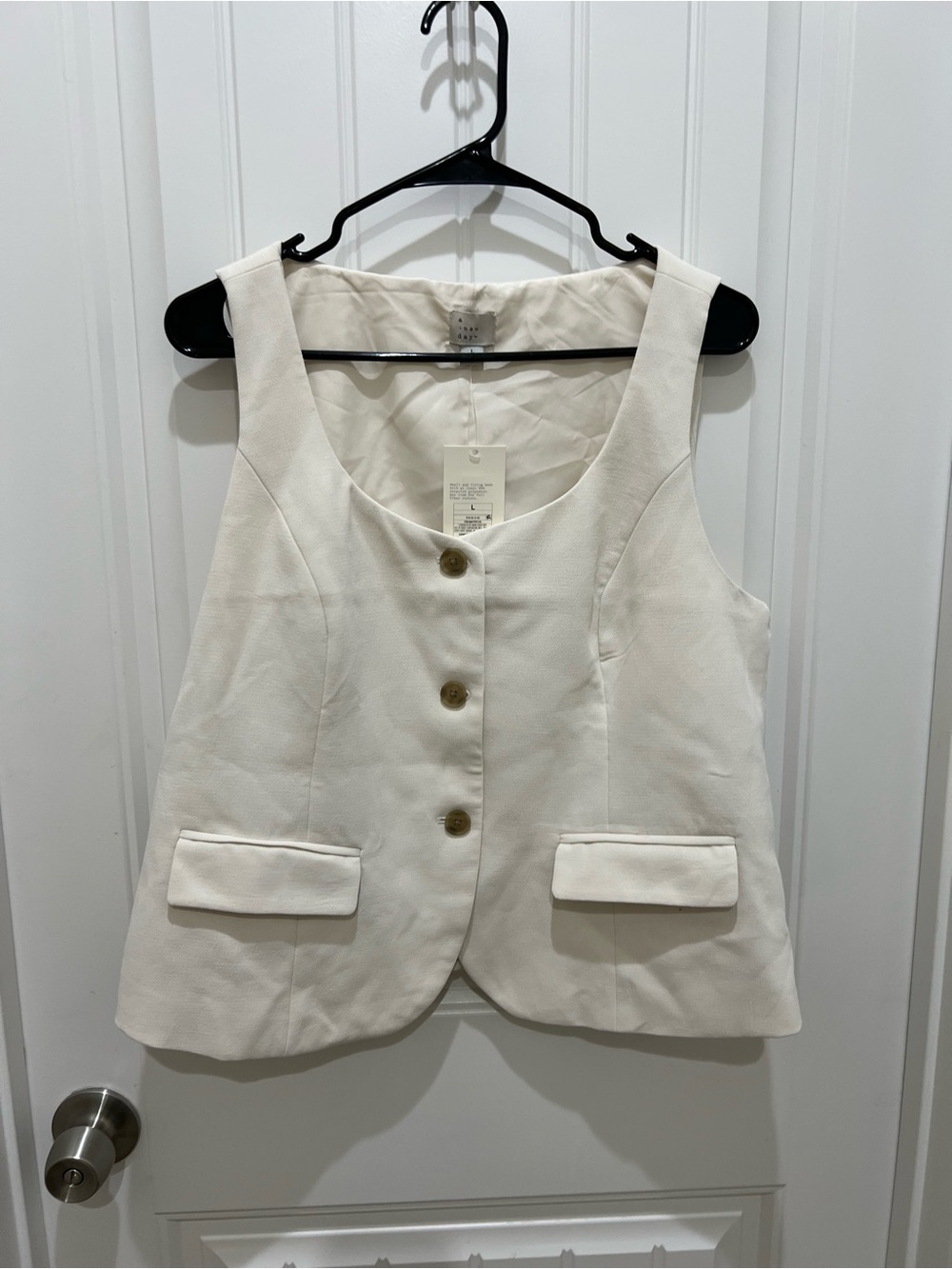 a new day Cream Sleeveless Button Vest